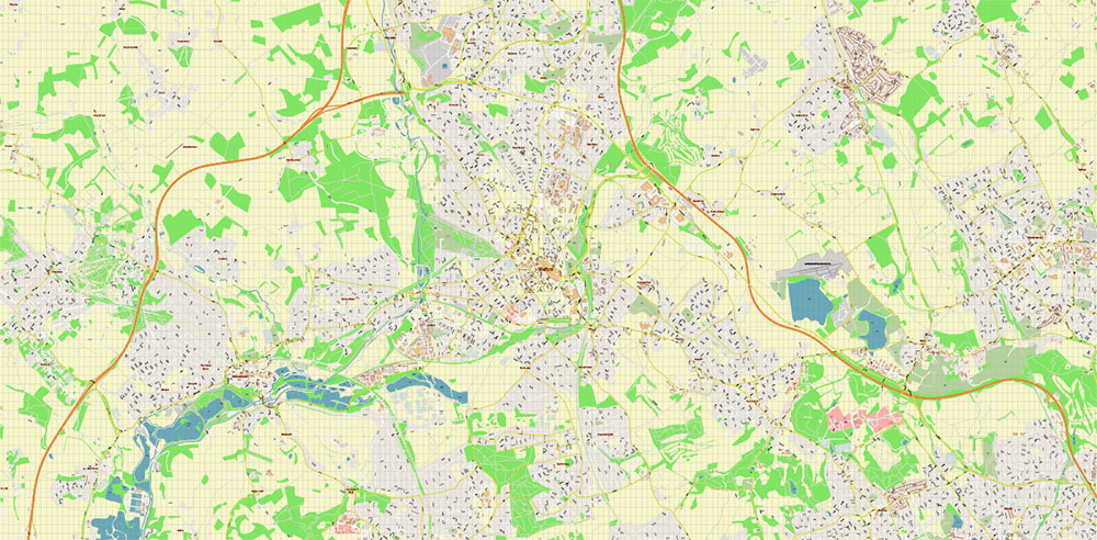 Watford + St Albans + Hemel Hempstead UK PDF Vector Map: City Plan High Detailed Street Map editable Adobe PDF in layers