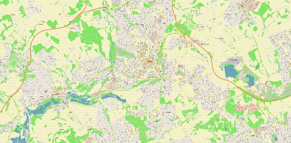 Watford + St Albans + Hemel Hempstead UK PDF Vector Map: City Plan High Detailed Street Map editable Adobe PDF in layers