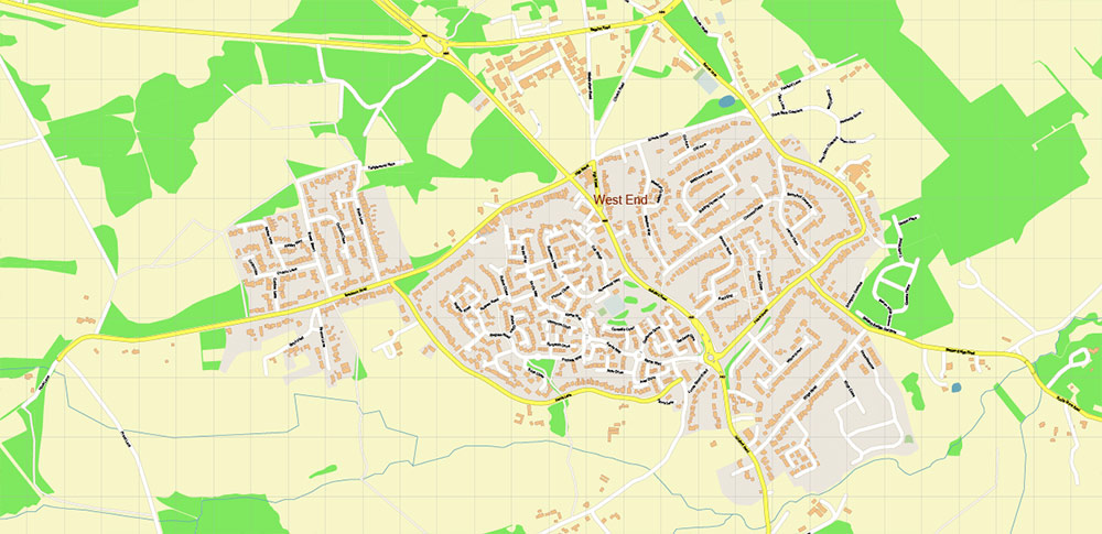 Woking + Guildford UK PDF Vector Map: City Plan High Detailed Street Map editable Adobe PDF in layers