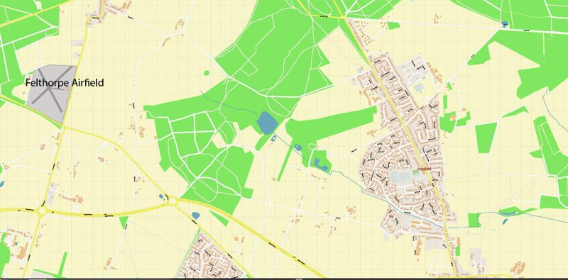 Yarmouth + Norwich Area UK Map Vector City Plan High Detailed Street Map editable Adobe Illustrator in layers