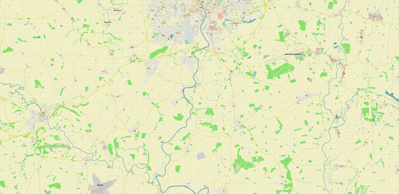 York Area UK Map Vector City Plan High Detailed Street Map editable Adobe Illustrator in layers