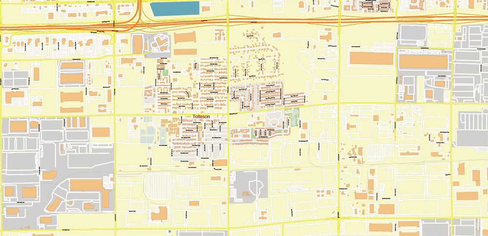 Avondale + Glendale Arizona US PDF Vector Map: City Plan High Detailed Street Map editable Adobe PDF in layers