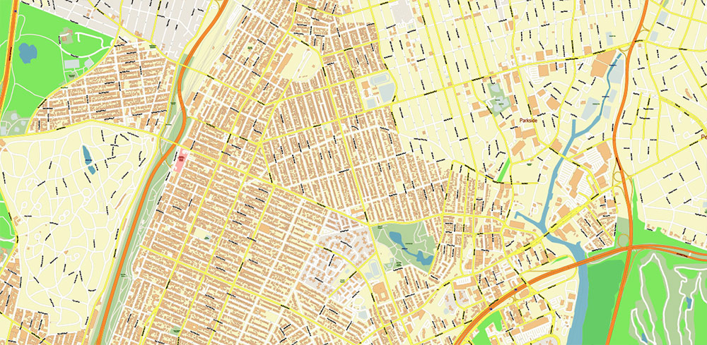 Bronx New York City NY US PDF Vector Map: City Plan High Detailed Street Map editable Adobe PDF in layers