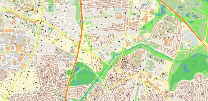 Copenhagen / København Denmark Map Vector City Plan High Detailed Street Map editable Adobe Illustrator in layers