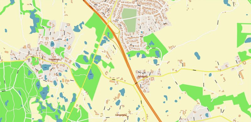 Copenhagen / København Denmark Map Vector City Plan High Detailed Street Map editable Adobe Illustrator in layers