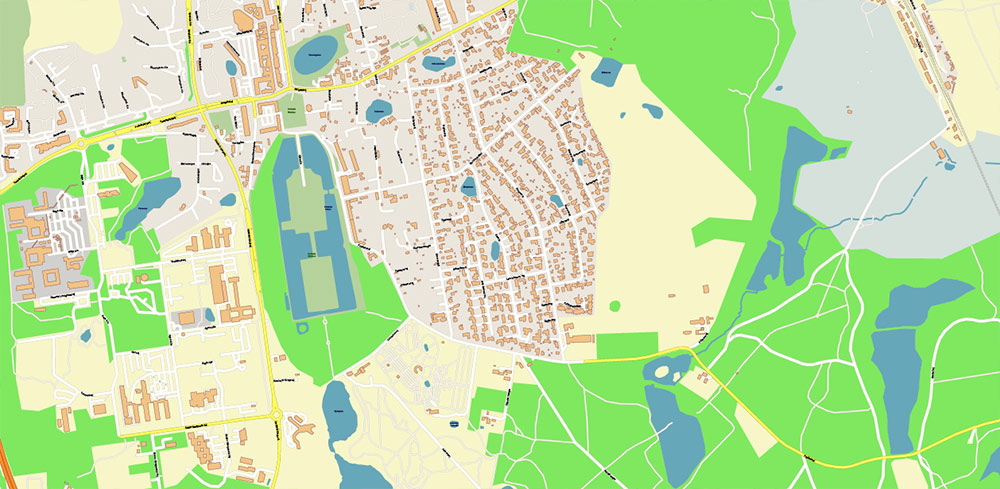Copenhagen / København Denmark PDF Vector Map: City Plan High Detailed Street Map editable Adobe PDF in layers