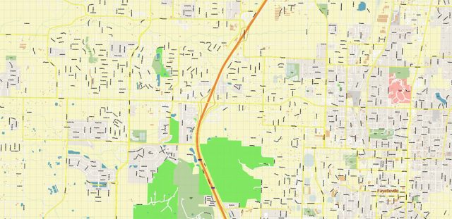 Fayetteville Arkansas US PDF Vector Map: City Plan High Detailed Street ...