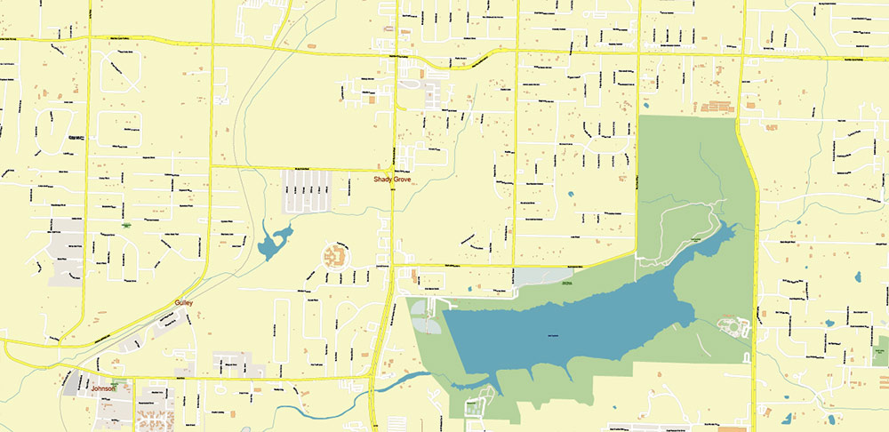 Fayetteville Arkansas US Map Vector City Plan High Detailed Street Map editable Adobe Illustrator in layers