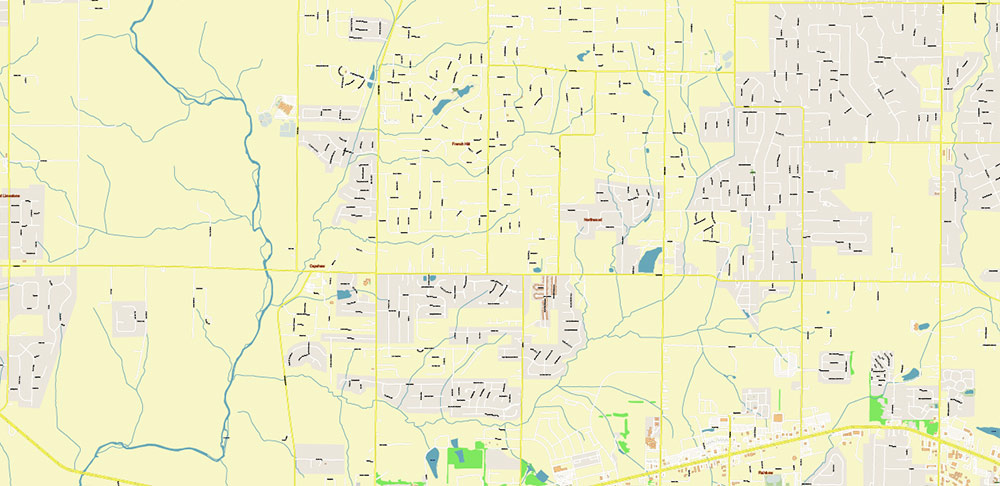 Huntsville Alabama US PDF Vector Map: City Plan High Detailed Street Map editable Adobe PDF in layers