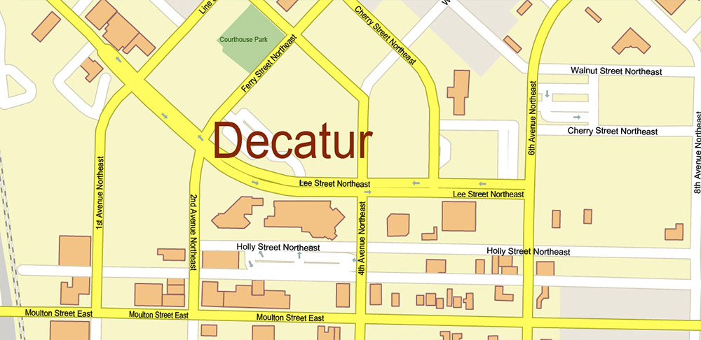 Huntsville Alabama US Map Vector City Plan High Detailed Street Map editable Adobe Illustrator in layers