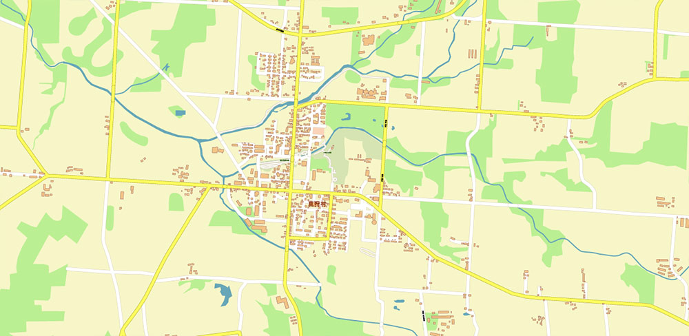 Niseko + Hirafu + Kutchan, Japan PDF Vector Map: City Plan High Detailed Street Map + Relief Topo editable Adobe PDF in layers
