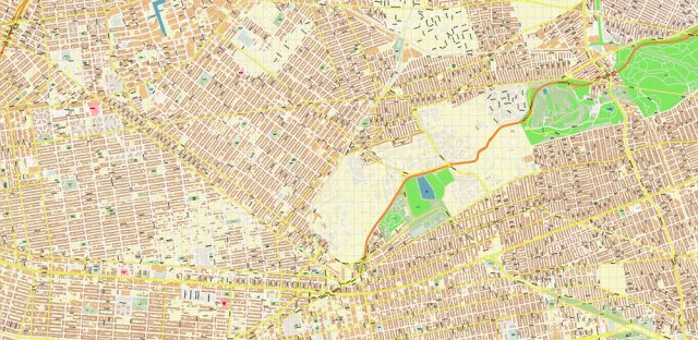 Queens New York City NY US PDF Vector Map: City Plan High Detailed Street Map editable Adobe PDF ...