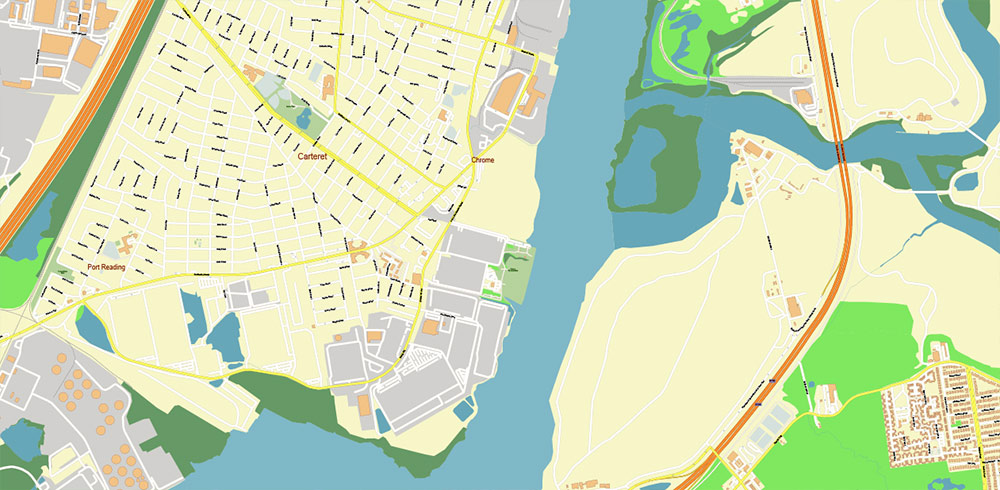Staten Island New York City NY US Map Vector City Plan High Detailed Street Map editable Adobe Illustrator in layers