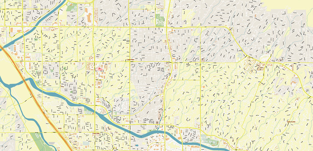 Tucson Arizona US PDF Vector Map: City Plan High Detailed Street Map editable Adobe PDF in layers