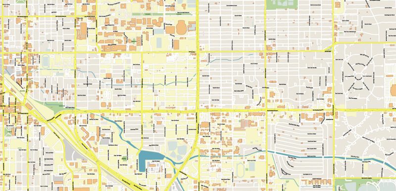 Tucson Arizona US Map Vector City Plan High Detailed Street Map editable Adobe Illustrator in layers
