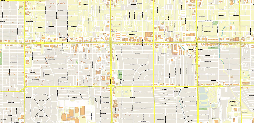 Tucson Arizona US PDF Vector Map: City Plan High Detailed Street Map editable Adobe PDF in layers