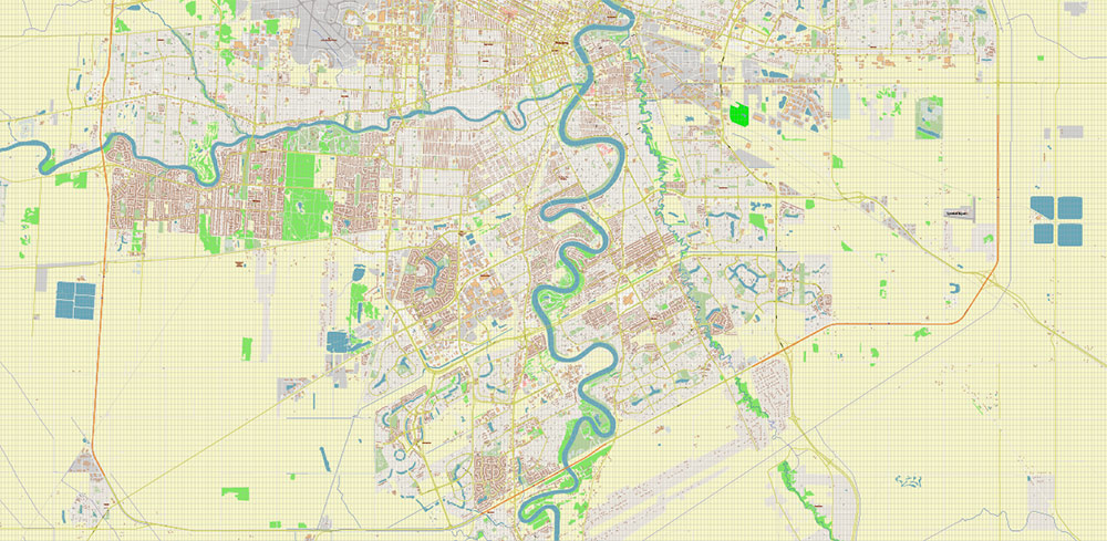 Winnipeg Manitoba Canada Map Vector City Plan High Detailed Street Map editable Adobe Illustrator in layers