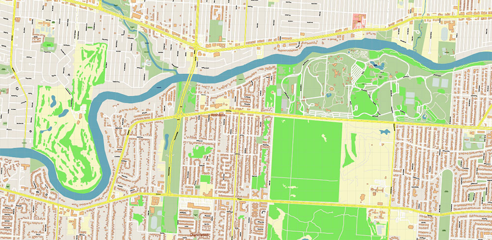 Winnipeg Manitoba Canada PDF Vector Map: City Plan High Detailed Street Map editable Adobe PDF in layers