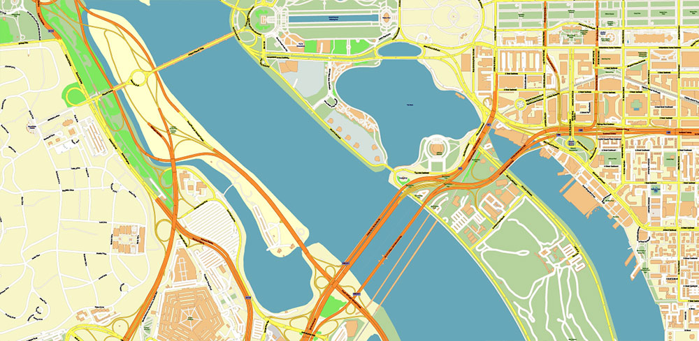 Arlington Virginia US PDF Vector Map: High Detailed Street Map editable Adobe PDF in layers
