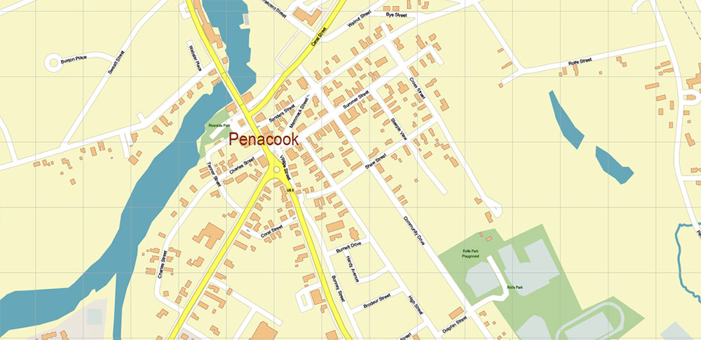 Concord New Hampshire US PDF Vector Map: High Detailed Street Map editable Adobe PDF in layers