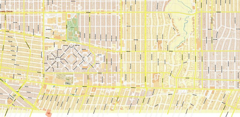 Hollywood California US Map Vector City Plan High Detailed Street Map editable Adobe Illustrator in layers