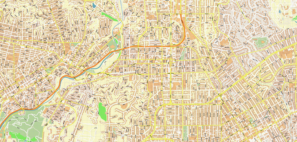 Pasadena California US Map Vector City Plan High Detailed Street Map editable Adobe Illustrator in layers