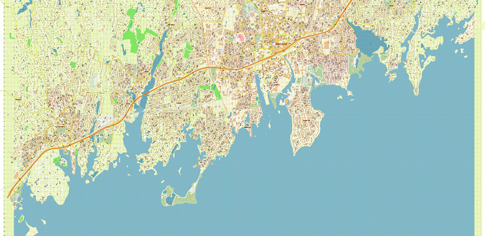 Stamford Connecticut US Vector Map: High Detailed Street Map editable Adobe Illustrator in layers