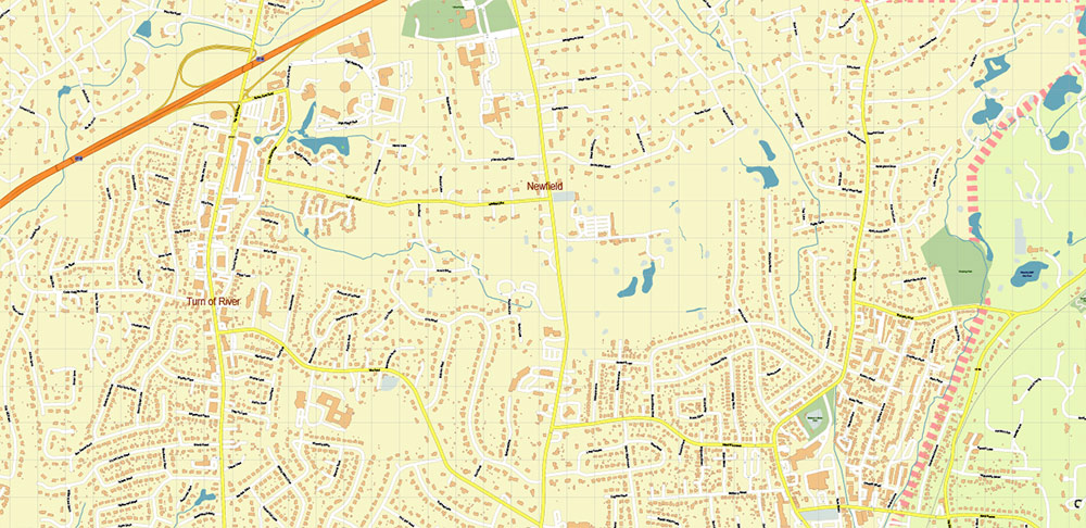 Stamford Connecticut US Vector Map: High Detailed Street Map editable Adobe Illustrator in layers