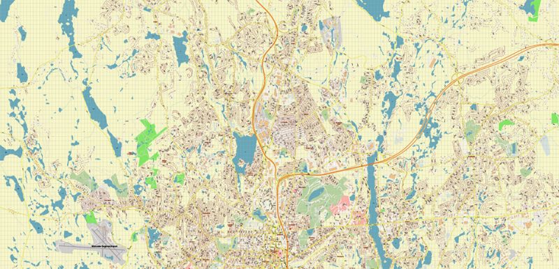 Worcester Massachusetts US Vector Map: High Detailed Street Map editable Adobe Illustrator in layers