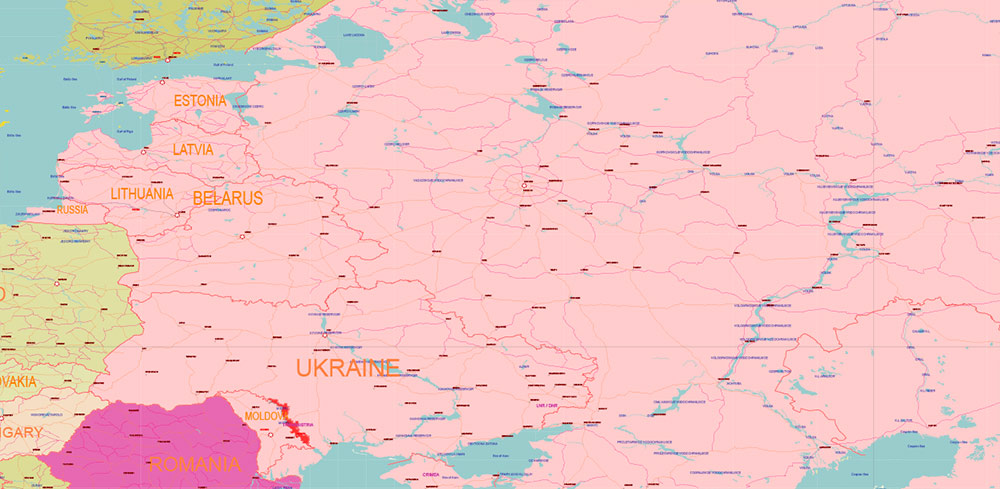 World Geo Lat-Long Projection Political Vector Map (1989 year, USSR) High detailed fully editable, Adobe Illustrator