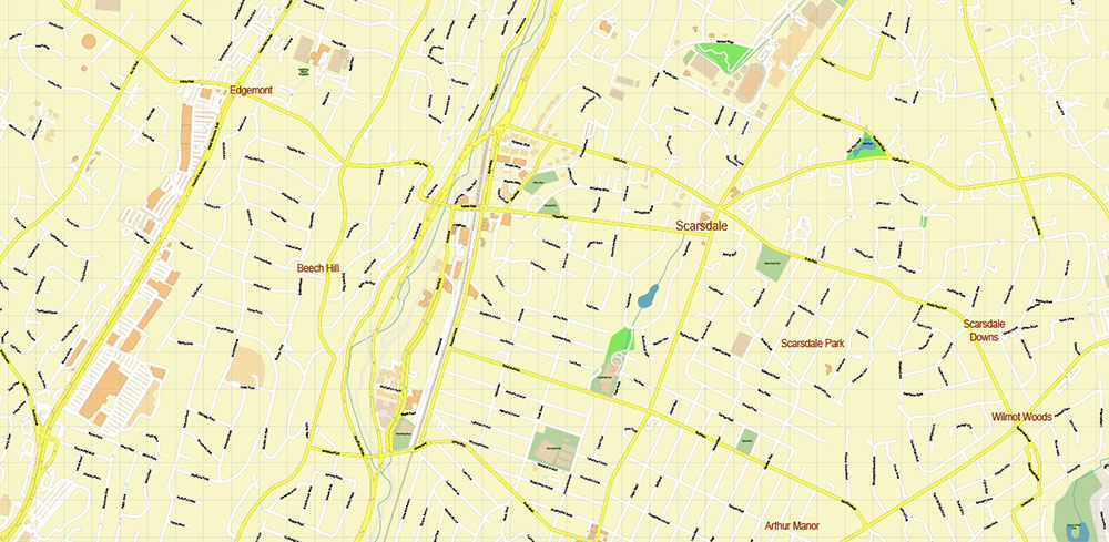 Yonkers New York US PDF Vector Map: High Detailed Street Map editable Adobe PDF in layers