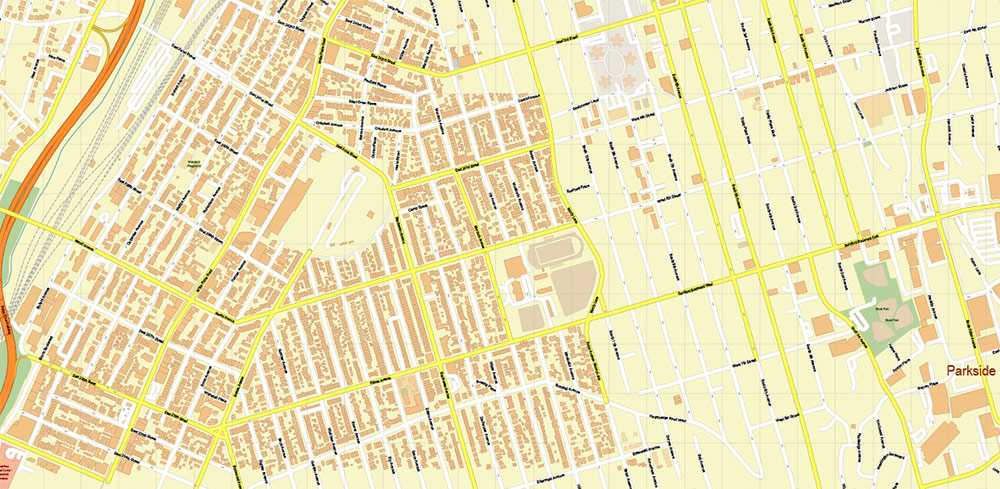 Yonkers New York US Vector Map: High Detailed Street Map editable Adobe Illustrator in layers