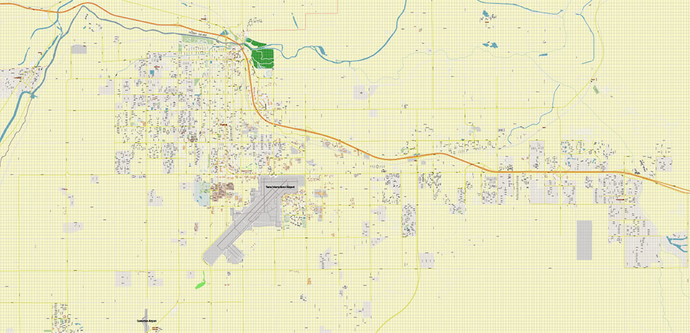 Yuma Arizona US PDF Vector Map: City Plan High Detailed Street Map editable Adobe PDF in layers