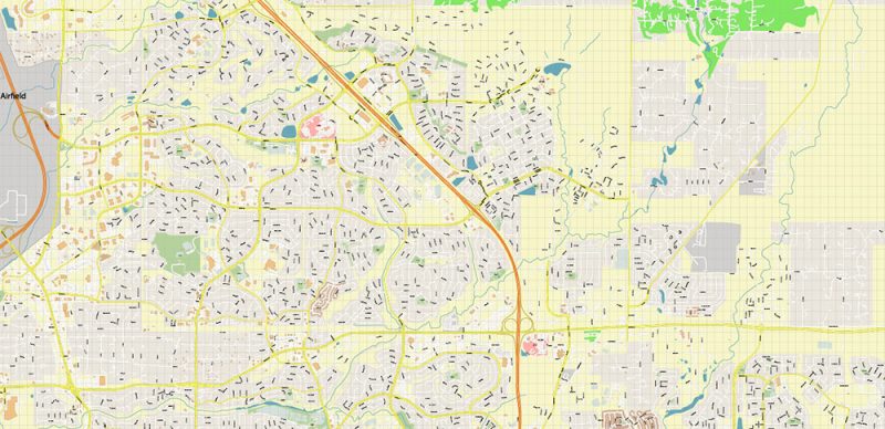 Colorado Springs Colorado US Map Vector Extra High Detailed Street Map editable Adobe Illustrator in layers