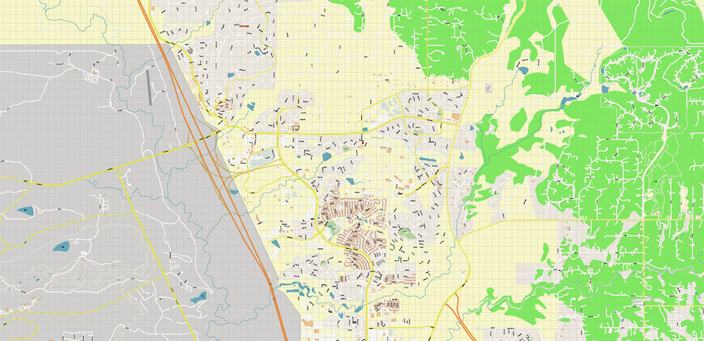 Colorado Springs Colorado US PDF Vector Map: Extra High Detailed Street Map editable Adobe PDF in layers