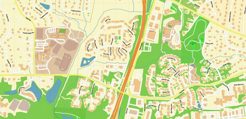 Duke University Durham North Carolina US Map Vector Extra High Detailed Street Map editable Adobe Illustrator in layers