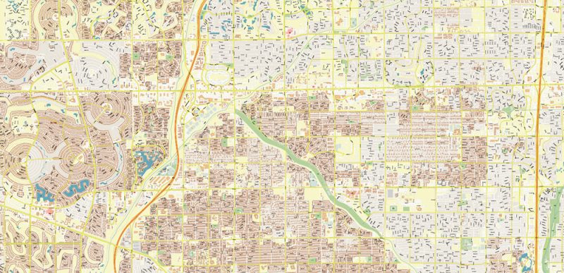 Glendale + Peoria + Surprise Arizona US Map Vector Extra High Detailed Road Map editable Adobe Illustrator in layers