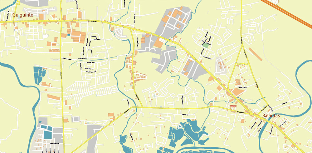 Pampanga Philippines PDF Vector Map: Extra High Detailed Road Map editable Adobe PDF in layers