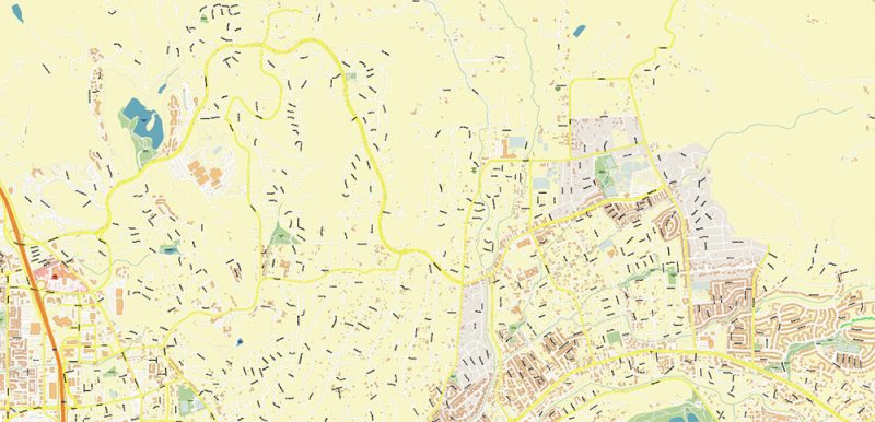 Santa Rosa California US Map Vector Extra High Detailed Street Map editable Adobe Illustrator in layers