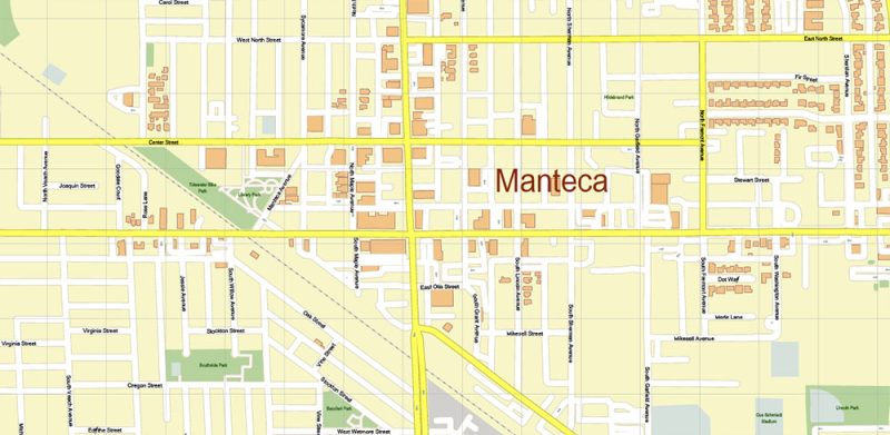 Stockton California US Map Vector Extra High Detailed Street Map editable Adobe Illustrator in layers