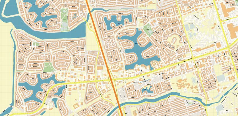 Stockton California US Map Vector Extra High Detailed Street Map editable Adobe Illustrator in layers