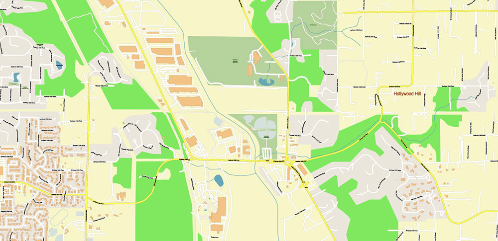 Woodinville Washington US PDF Vector Map: Extra High Detailed Street Map editable Adobe PDF in layers