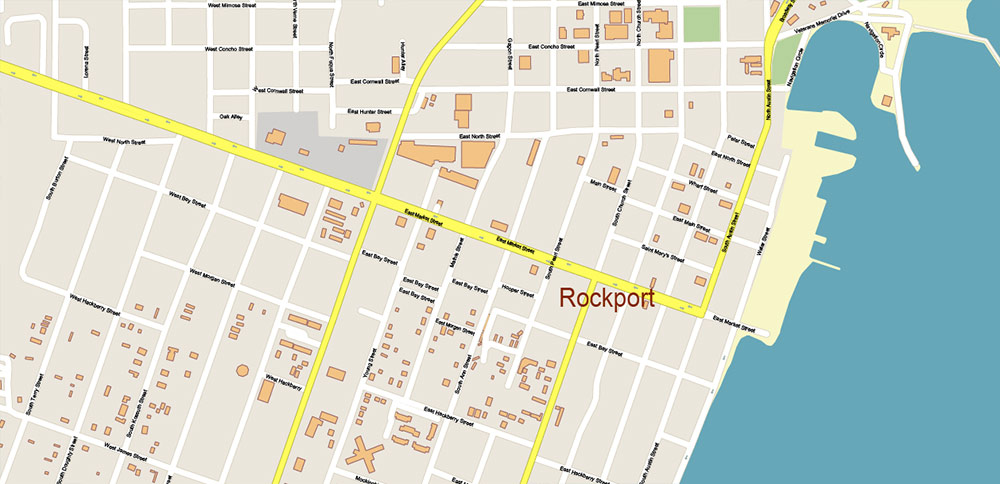 Corpus Christi Texas US PDF Vector Map: Extra High Detailed Street Map editable Adobe PDF in layers