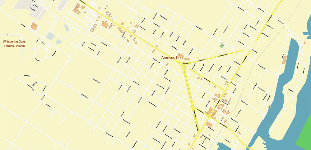 Corpus Christi Texas US PDF Vector Map: Extra High Detailed Street Map editable Adobe PDF in layers