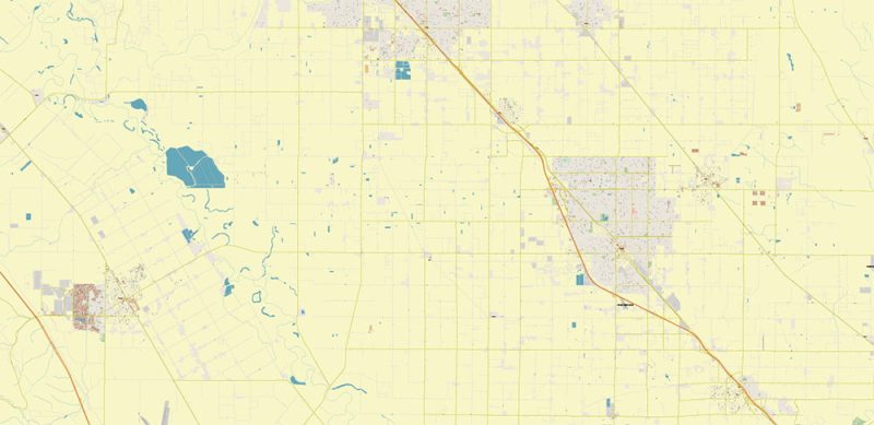 Modesto California US Map Vector Extra High Detailed Street Map editable Adobe Illustrator in layers