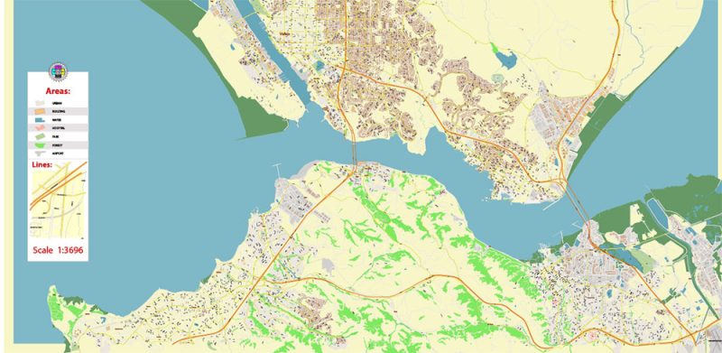 Vallejo California US Map Vector Extra High Detailed Street Map editable Adobe Illustrator in layers