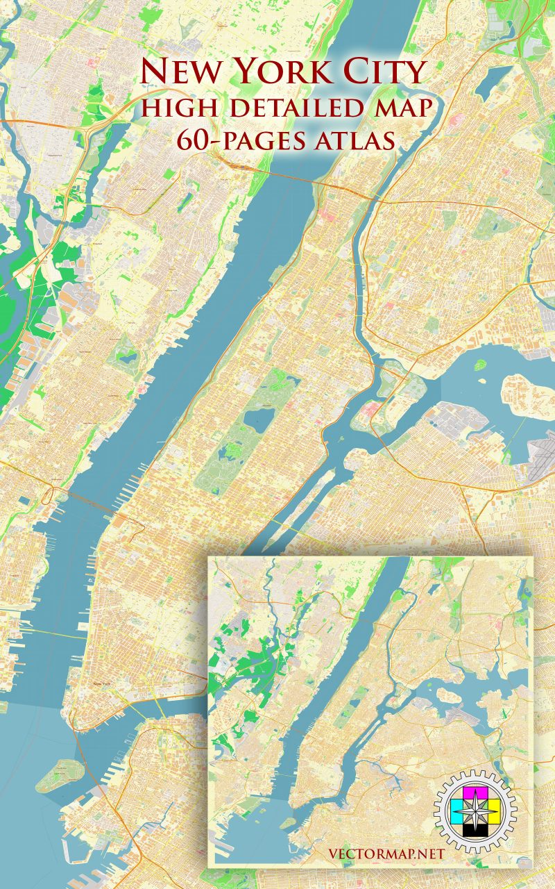 New York City US Tourist Map multi-page atlas, contains 60 pages vector PDF