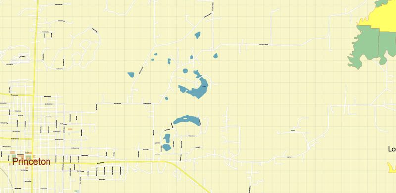 Princeton Indiana US Map Vector Extra High Detailed Street Map editable Adobe Illustrator in layers