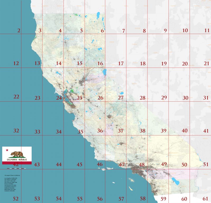 California State US Tourist Map multi-page atlas, contains 60 pages vector PDF