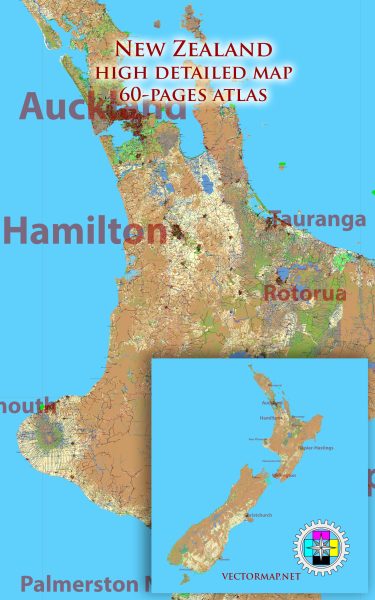 Nz Map Reference New Zealand Tourist Map multi-page atlas, contains 60 pages vector PDF ...